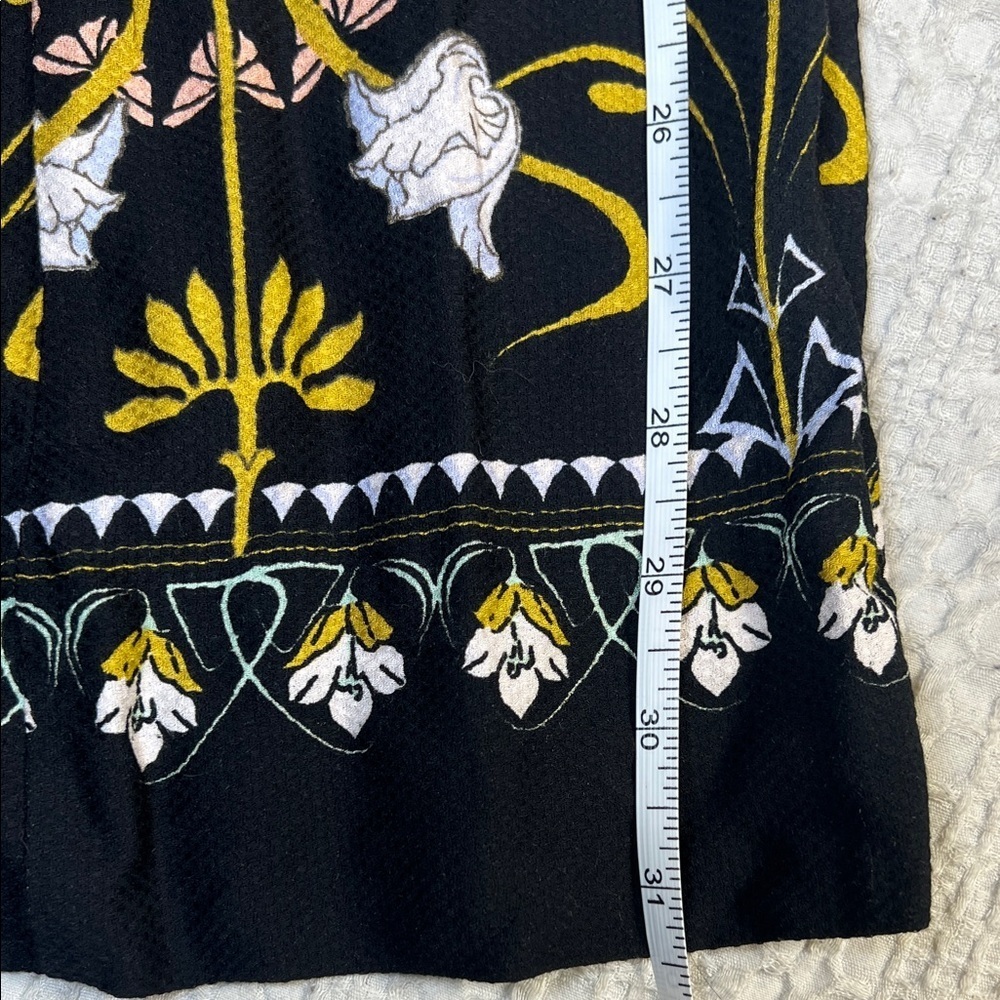 Anthropologie wide leg pants Black with floral accent size 4 - Picture 8 of 15